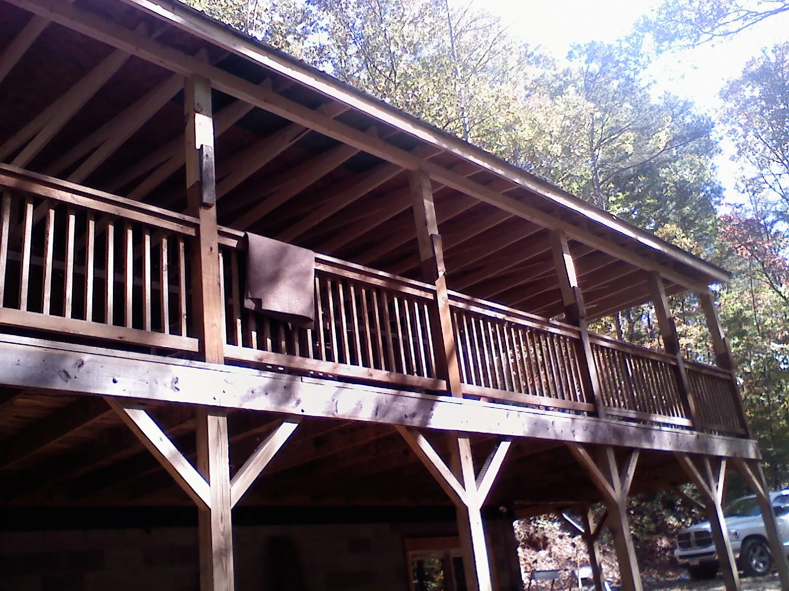 Timber framing under a new elevated porch and deck — Roof Leak Repair in Landing by Roofing Brothers